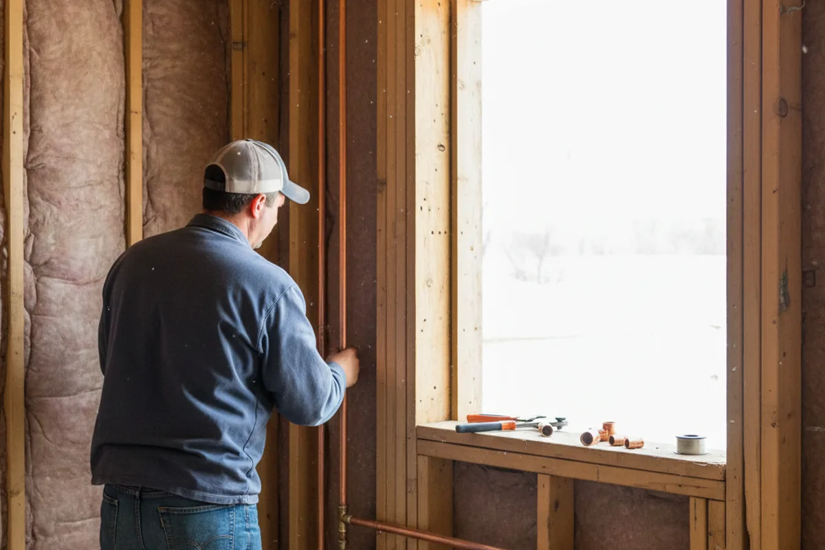 Licensed plumber running new copper supply lines in a North Springfield home